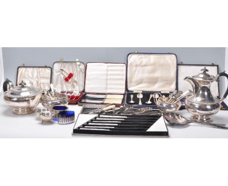 A good collection of vintage silverplate wares dating from the early 20th Century to include a four piece Walker &amp; Hall t