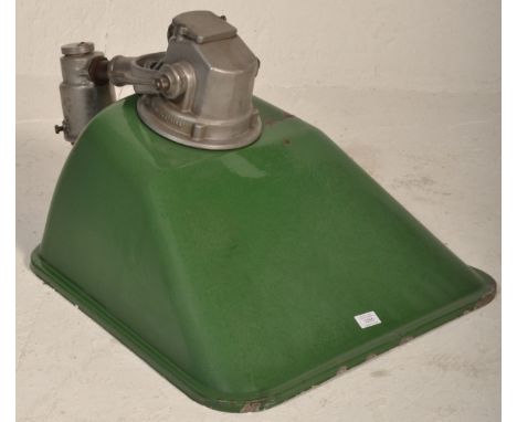 A large mid century vintage industrial factory yard enamel light / lamp. The lamp retaining the original fixture points with 