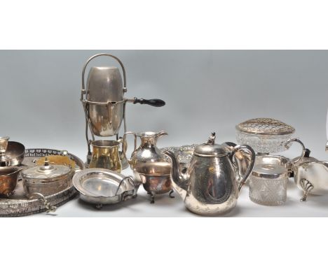 A good collection of vintage silverplate wares dating from the early 20th Century to include a pair of sauce boats, pierced d