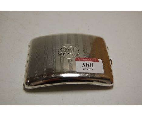 A George V silver pocket cigarette case, having engraved cartouche and engine turned decoration, 4.2oz