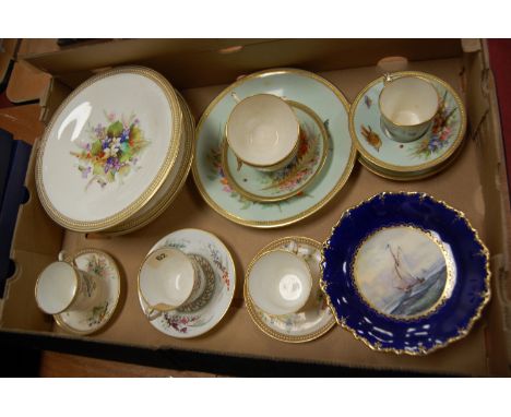 A collection of Royal Worcester tablewares, to include coffee can and saucer, teacup and saucer, and side plates, each piece 