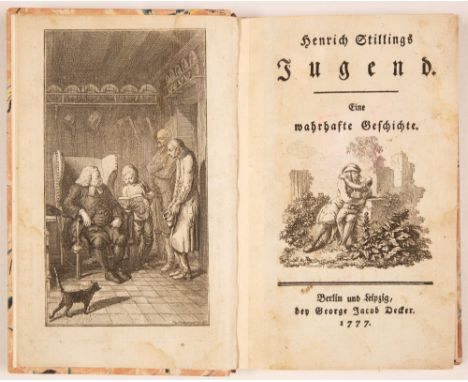 Jung-Stilling (Heinrich Stilling): Jugend. Eine wahrhafte Geschichte. Berlin und Leipzig 1777. 14,3 x 9 cm. Mit gest. Front. 