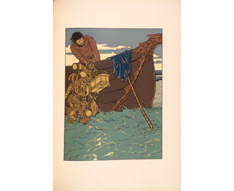 JOSEPH SATTLERDie Nibelunge. Berlin: Stargardt 1898-1904. 57 x 40 cm. Mit 66 farbigen Illustrationen, 600 Zierinitialen und r