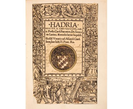 Castellesi, Adriano (Pseud.: Hadrianus): De Sermone Latino, &amp; modis latine loque(n)di. Eiusde(m) Venatio ad Ascaniu(m) Ca