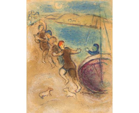MARC CHAGALLLes jeunes gens de Méthymne 1961Farblithographie auf Velin. Nicht signiert. Edition Tériade, Paris. Ca. 42 x 32 c