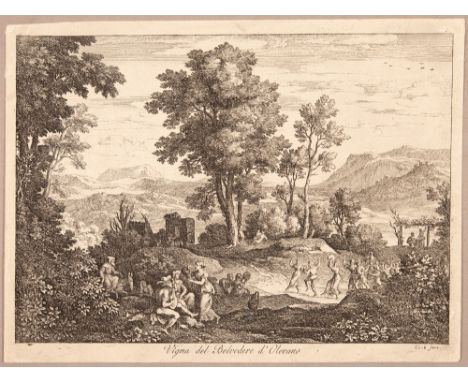JOSEF ANTON KOCH17 Bll. Römische Ansichten (aus einer Folge von insgesamt 20 Bll.)Radierungen auf Bütten, teils mit Wasserzei
