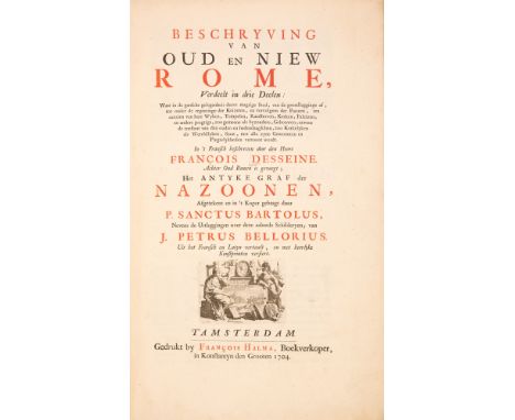 Desseine Francois: Beschryving van oud en nieuw Rome. In’t Nederduitsch overgebragt door W. v. R. 3 Tle. in 2 Bdn. Amsterdam: