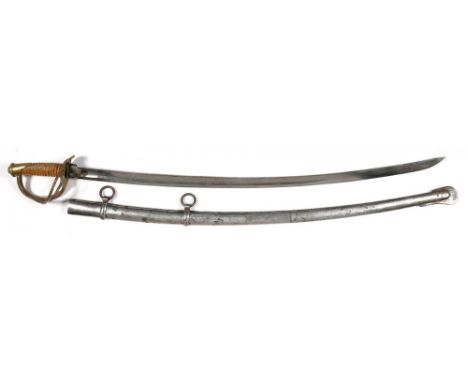 A GERMAN EXPORT CAVALRY OFFICER'S SWORD AND SCABBARD, BLADE 91CM, 19TH C