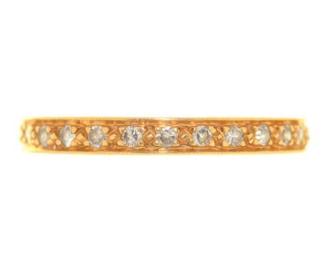 A DIAMOND ETERNITY RING, IN GOLD, UNMARKED, SIZE S, 3G++LIGHT WEAR CONSISTENT WITH AGE 