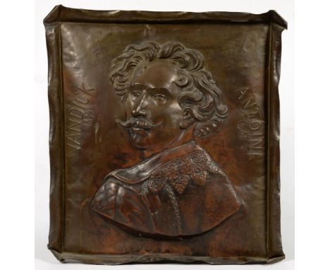 A COPPER PORTRAIT RELIEF OF ANTHONY VAN DYCK, EARLY 20TH C, 62 X 56CM 