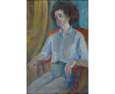 LYDIA ROUNDELL, PORTRAIT OF A SEATED GENTLEMAN, SIGNED, OIL ON BOARD, 75 X 50CM 