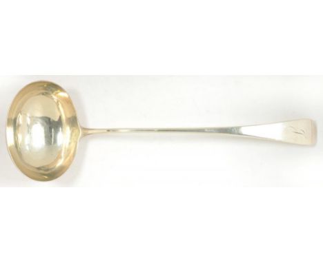 A GEORGE III SILVER SAUCE LADLE, OLD ENGLISH PATTERN, 32 CM L, LONDON 1800, 5OZS 2DWTS ++SCRATCHED AND TARNISHED