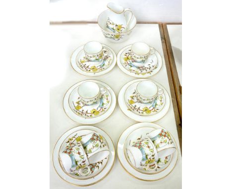 A COLLINGWOOD AESTHETIC MOVEMENT BONE CHINA TEA SERVICE, JAVA PATTERN, PLATE 17.5CM D, PRINTED MARK AND THAT OF THE RETAILER,