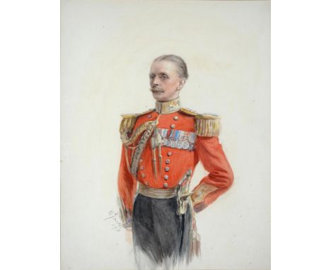 20TH C SCHOOL, PORTRAIT OF AN OFFICER, INDISTINCTLY SIGNED AND DATED 1913, WATERCOLOUR,  33 X 25CM 