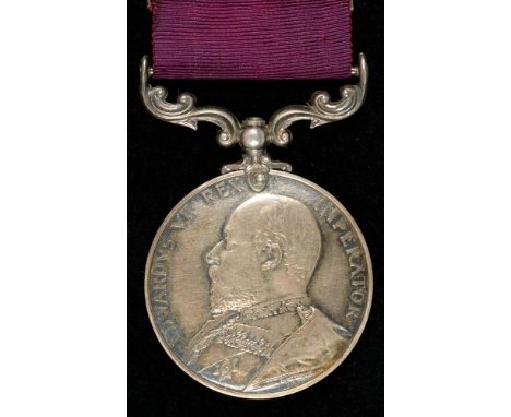 ARMY LONG SERVICE AND GOOD CONDUCT MEDAL, EDWARD VII, 1900 S S MAJOR E ALLITT 3RD HUSSARS 