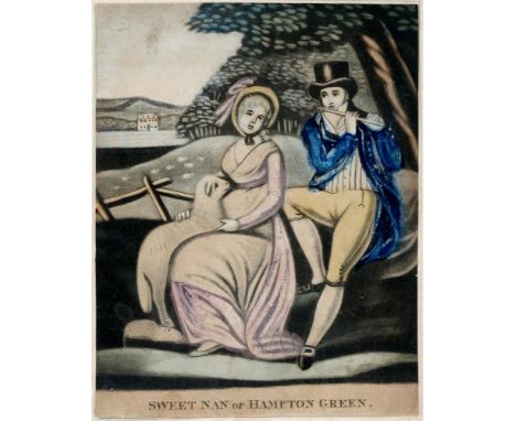SWEET NAN OF HAMPTON GREEN, HAND COLOURED LITHOGRAPH, EARLY 19TH C, 16 X 21CM