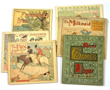 PLUNKETT (HONOURABLE EMMELINE M.), MERRIE GAMES IN RHYME, R. CALDICOTTS PICTURE BOOKS, THE FARMERS BOY, THE MILKMAID, THE FOX