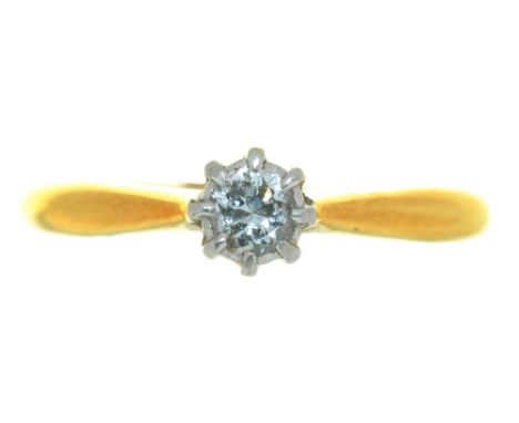 A DIAMOND SOLITAIRE RING, THE BRILLIANT CUT DIAMOND 0.15CT, IN GOLD MARKED 18CT PT, SIZE I, 1.5G++LIGHT WEAR CONSISTENT WITH 