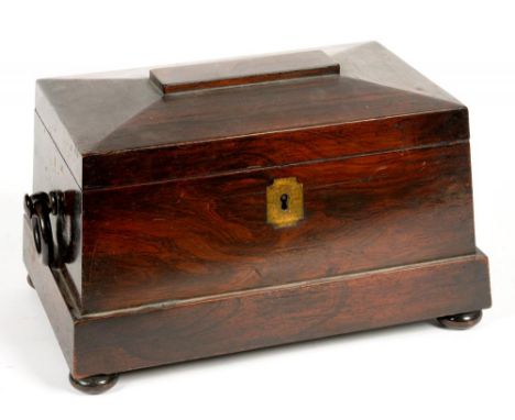A VICTORIAN ROSEWOOD TEA CADDY, 31CM W