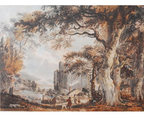 Paul Sandby (1725-1805) - A Welsh Castle, watercolour, 48.5 x 64.5cm, gallery label verso for Thomas Agnew & Sons Ltd London,