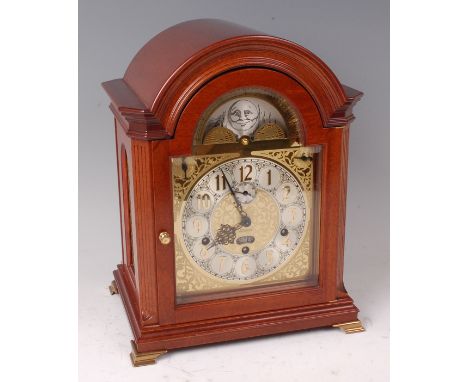 A modern Kieninger of Germany mahogany cased musical bracket clock, the signed dial having rolling moondial over, Arabic nume