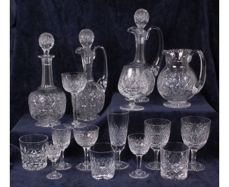 An extensive Thomas Webb cut crystal suite of glass, comprising; fourteen wine glasses, h.13cm, twelve large wine glasses, h.