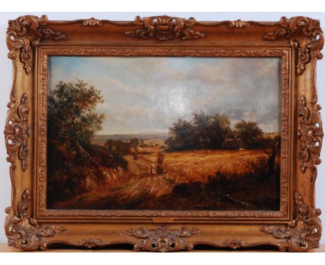 Joseph Thors (1835-1920) - Gathering in the Harvest, oil on canvas (re-lined), signed lower right, 30 x 44.5cm   Condition Re