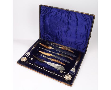 Henry Hobson &amp; Son carving and serving set, consisting of fish serving knife and fork, two carving knives, two forks, ste