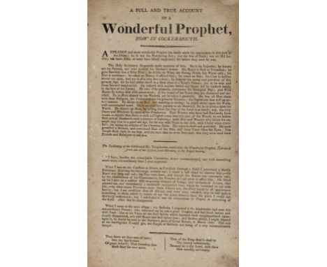 Broadside.- Red-bearded prophet who sailed with Noah in the Ark.- A full and true account of a wonderful prophet now in Cocke