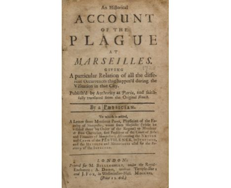 Plague.- Medicine.-  Historical Account of the Plague at Marseilles (An), title and A2  torn, neatly restored, for M. Billing