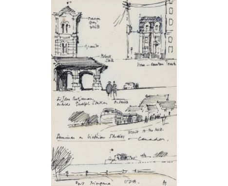NO RESERVE δ British Illustration.- Casson (Sir Hugh) Sheet of studies, including Sir John Betjeman outside Guelph Station, O