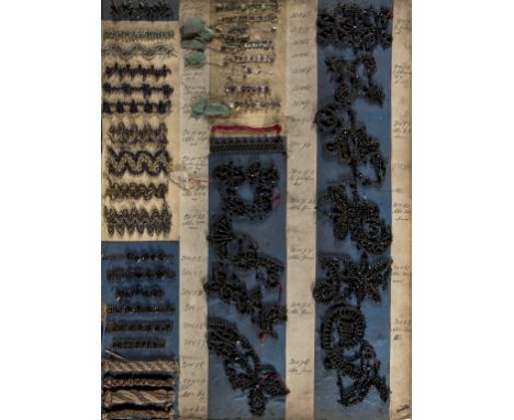 Textiles.- Textile Sample Book, c.4000 samples of passementerie trimmings and braids mounted on both sides of 48 leaves, many