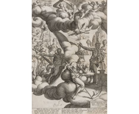 NO RESERVE Old master prints.- Goltzius (Hendrik) [The wedding of Cupid and Psyche], two plates only (of three, lacking centr