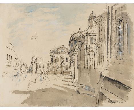 δ Oxford.- Piper (Edward, 1938-1990) View along Broad Street looking towards the West facade of the Clarendon Building, showi
