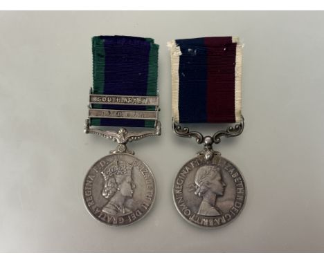 Royal Air Force pair C.S.M. clasp RADFAN SOUTH ARABIA.&nbsp; 535469. SGT. St. U.P. DOYLE R.A.F.&nbsp; &nbsp;L.S.G.C.