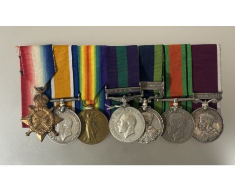 Group of seven medals, Worc. Rgt. E.W. Kent and R. Tank C. 1915 star trio 13469 PTE F. COLLEY. WORC. R.&nbsp;General Service 