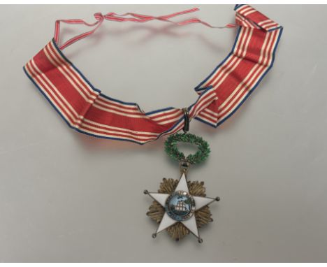 Liberia: Humane Order of the African Redemption, Knight Commander neck badge, silver gilt and enamel (some losses)