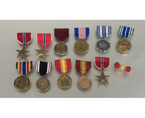 USA:&nbsp; assorted medals, Bronze Star (3), Soldier's medal for Valour, US Navy Long Service, National Defence medal (2), Ai