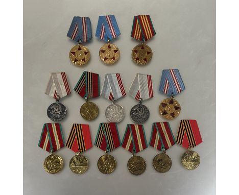 Russia/USSR: assorted medals, 40 Year's Victory of WWII (2), 70 Years of the Revolution (3), 50 Years Victory WWII (2), 50th 