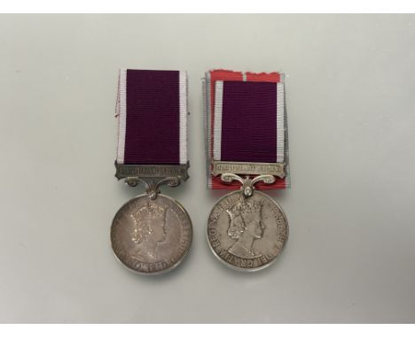 Army Long Service and Good Conduct medal QEII 24015869 WO2. D. CONNOR R.A. together with a good quality unnamed copy