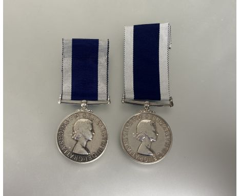 Royal Navy L.S.G.C. medals, two unnamed medals E II R both with swivel suspensions