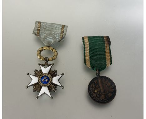 Latrici, Order of the Three Stars, Officer's breast badge, enamel and silver gilt, marked F.M. (W.F. MULLER), together with a