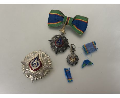 Thailand Kingdom: Order of the Crown of Thailand Knight Cross, silver and enamel, gilded reverse 80mm, breast badge on lady's