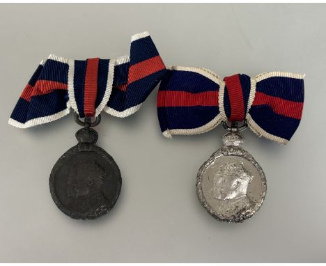 Coronation medal 1902, one silver, one bronze
