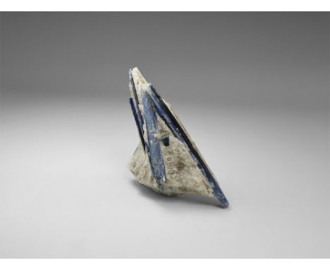 A specimen of gemmy, rich blue kyanite blades in quartz, from Brazil. See Bonewitz, Dr. Ronald Louis, Rocks & Minerals, 2008,