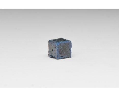 A fine, deep blue cubic crystal of boleite from the discovery locality in Mexico, in old white card tray with old Gregory, Bo