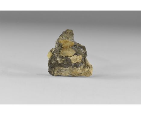 A galena matrix with sheets of matlockite minerals to the surface; matlockite is a rare lead halide mineral, named after the 