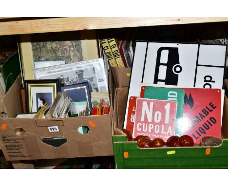 FOUR BOXES OF EPHEMERA, BOOKS, PICTURES AND SUNDRY ITEMS, to include a photograph of flying officer Sid Hughes RAF after his 