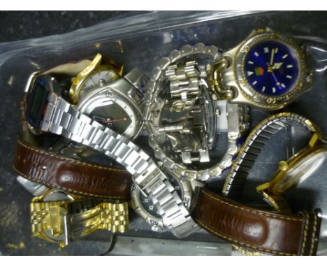 Kienzle hand wound wrist watch with date indicator, gold plated case on everflex bracelet, rotary quarts "swiss commando" wri