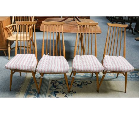 An Ercol light elm drop leaf dining table and a set of four matching stick back chairs, together with  and a modern Chinese c